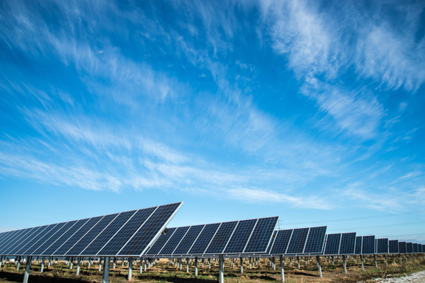 Solar panels against a blue sky